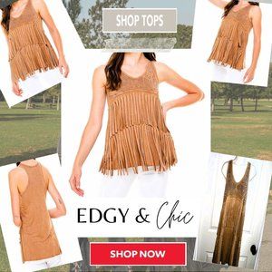 BULLY Designer FRINGE & BLING Dangling TANK TOP Embellished T-SHIRT Priced CHEAP